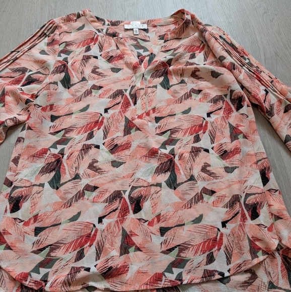 Chaus New York Leaf Patterned Blouse with 3/4 Sleeves Size M - Picture 5 of 7